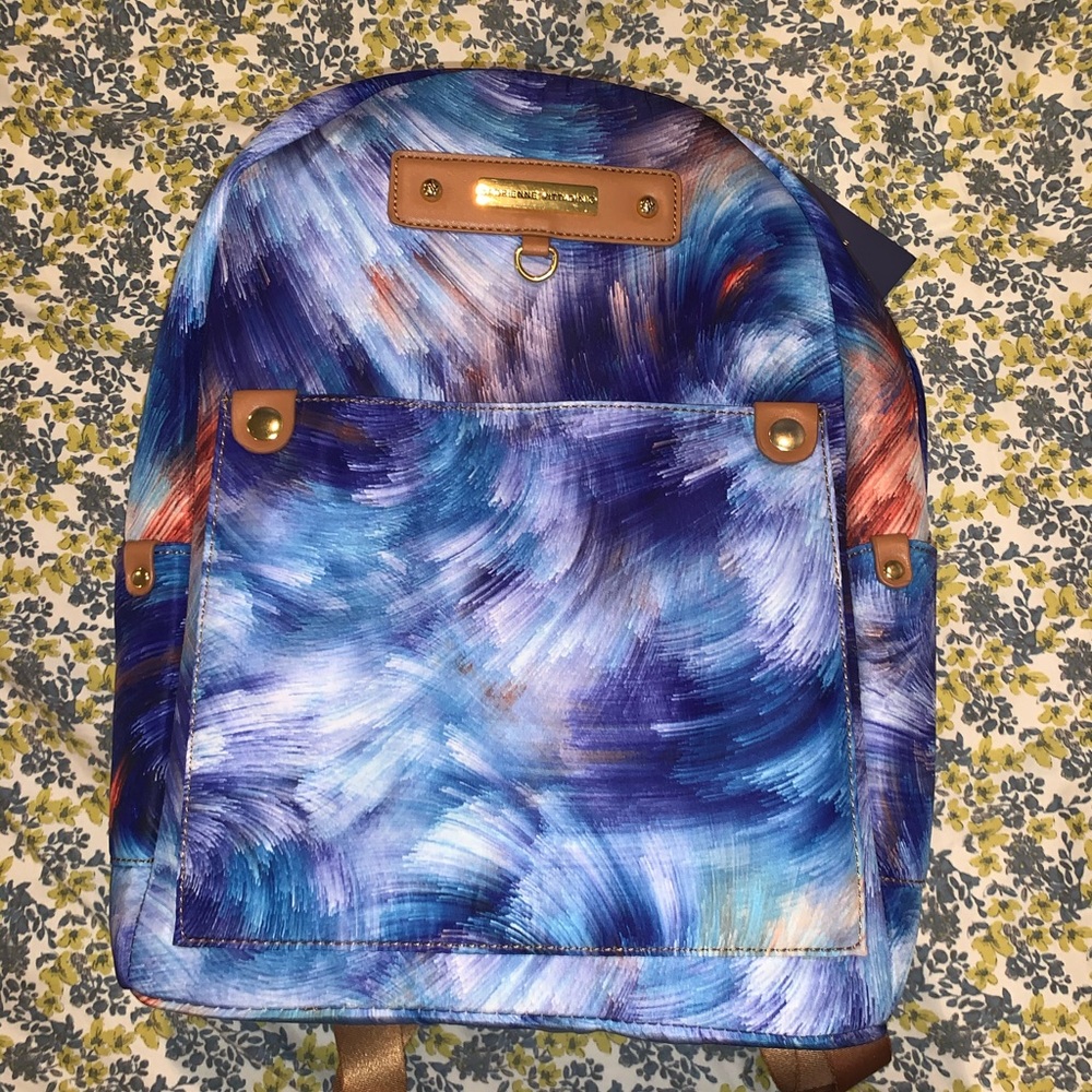 NWT Blue Adrienne Vittadini Printed Backpack